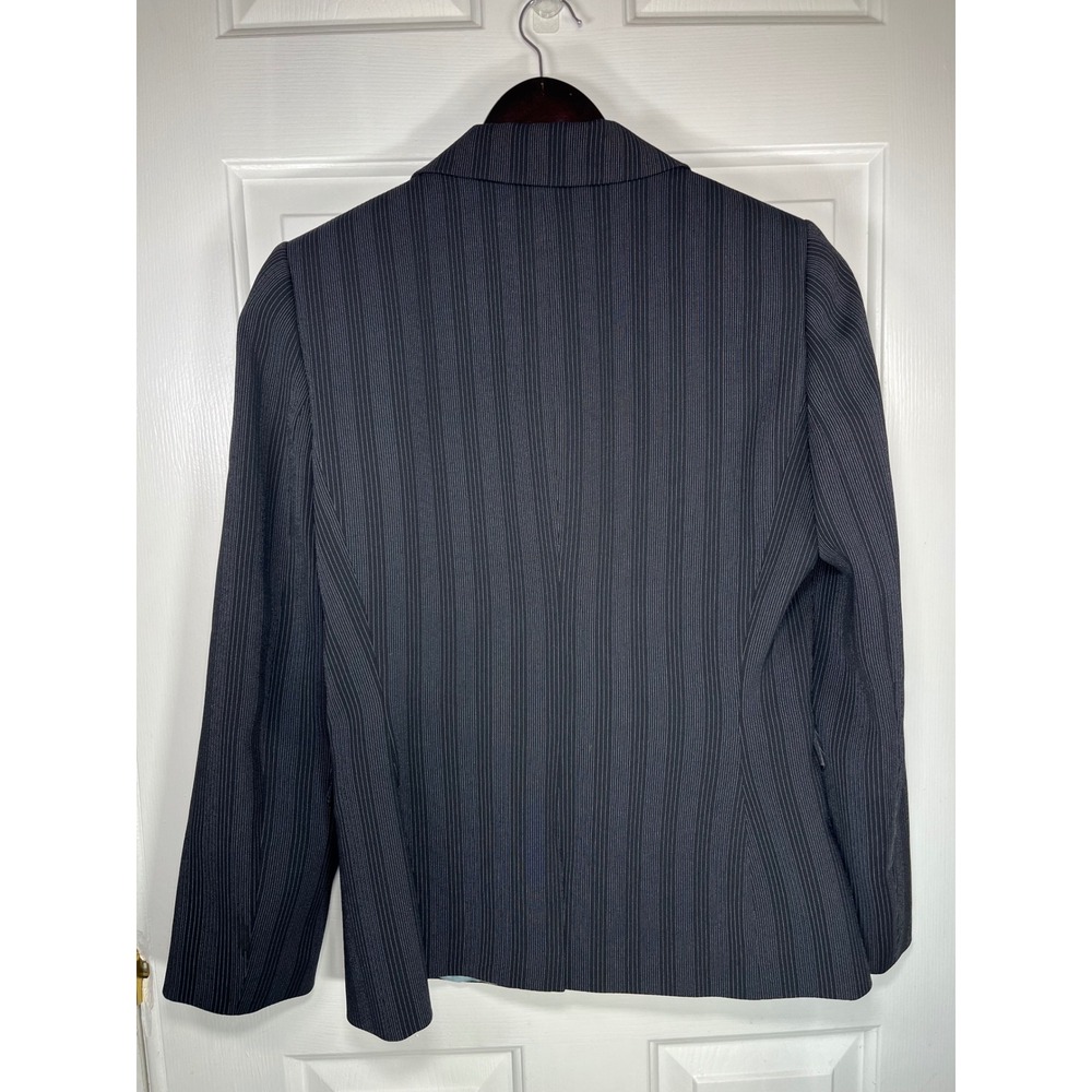 Tahari Blazer Women 10 Charcoal Grey Pinstripe Single Button Notched Lapel - Picture 3 of 9
